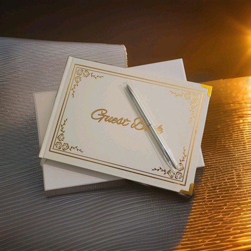 Gold wedding guest book and - gold,