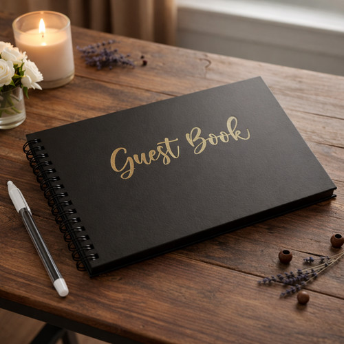 Black guest book 10x8 - guest,